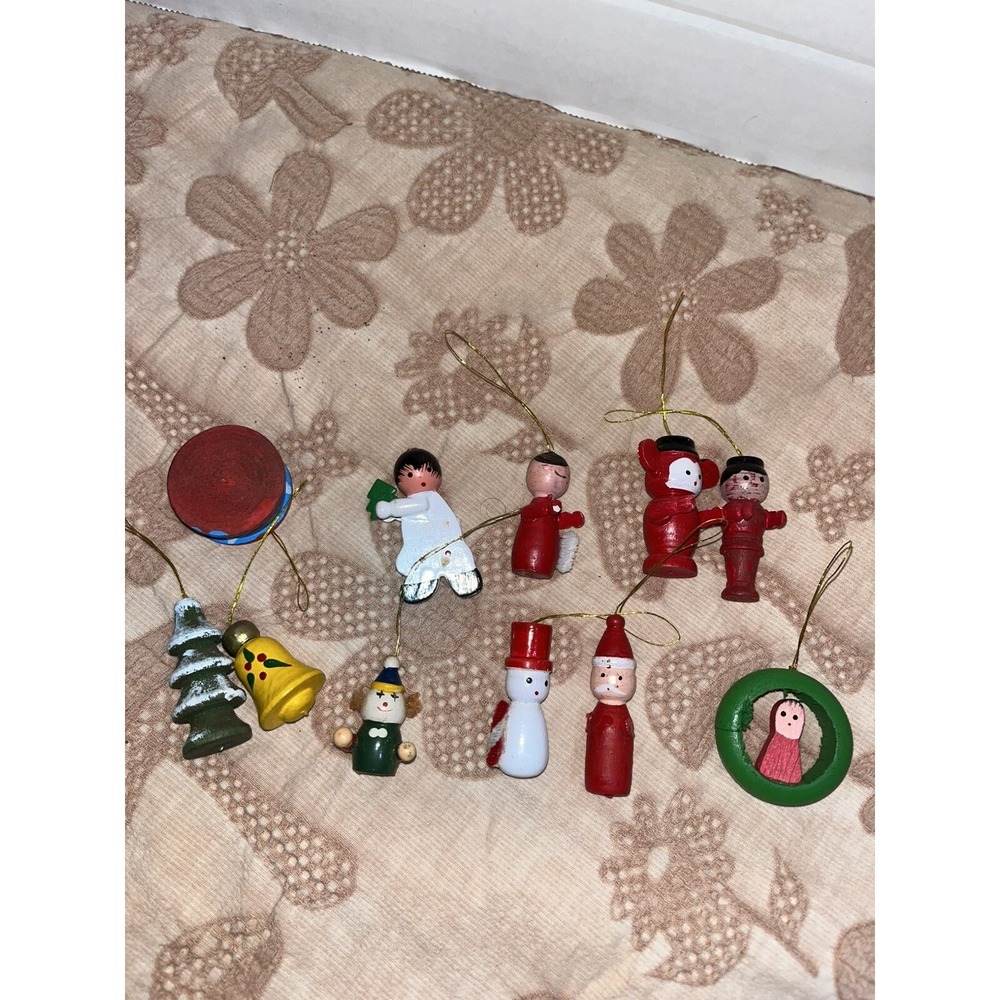 Lot of 10 Vintage Wooden Christmas Ornaments , Crafts Decor